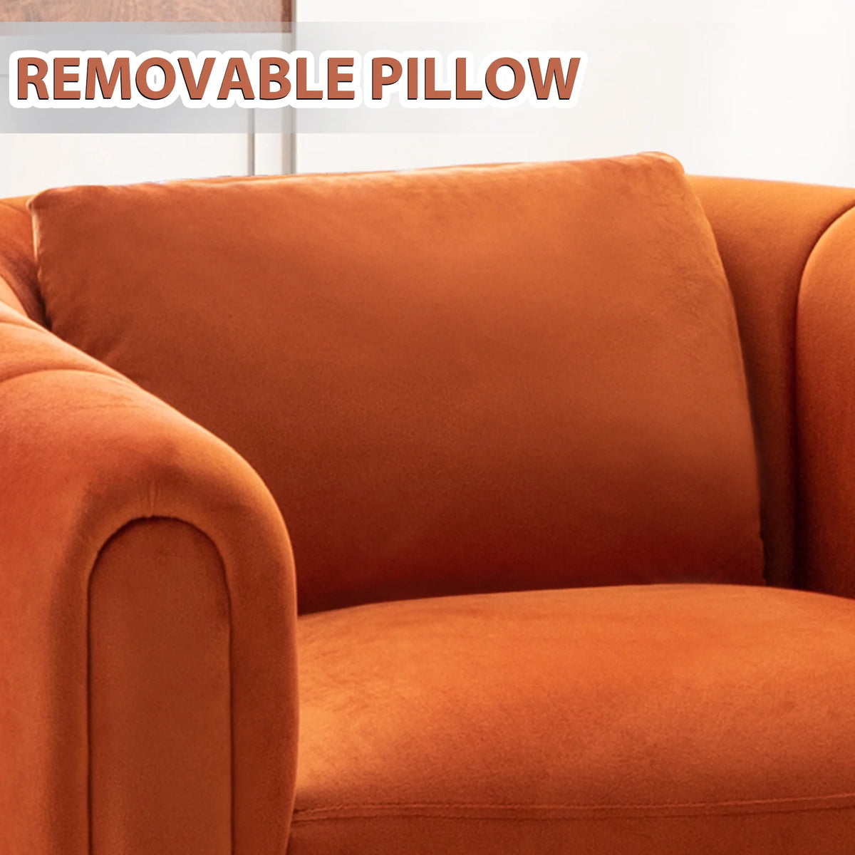 Bonzy Home Swivel Chair with Plump Pillow, Modern Velvet Accent Chair for Living Room Bedroom , Comfy Round Armchair, Orange