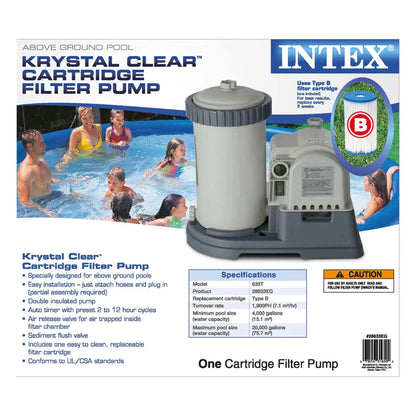 Intex Krystal Clear 2500 GPH Swimming Pool Filter Cartridge Pump With Timer
