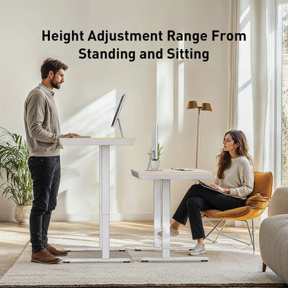 CHITOOMA Glass Top Electric Standing Desk with Drawer, 48'' x 24'' Electric Height Adjustable Desk with USB Charging Ports, Sit Stand up for Home Office