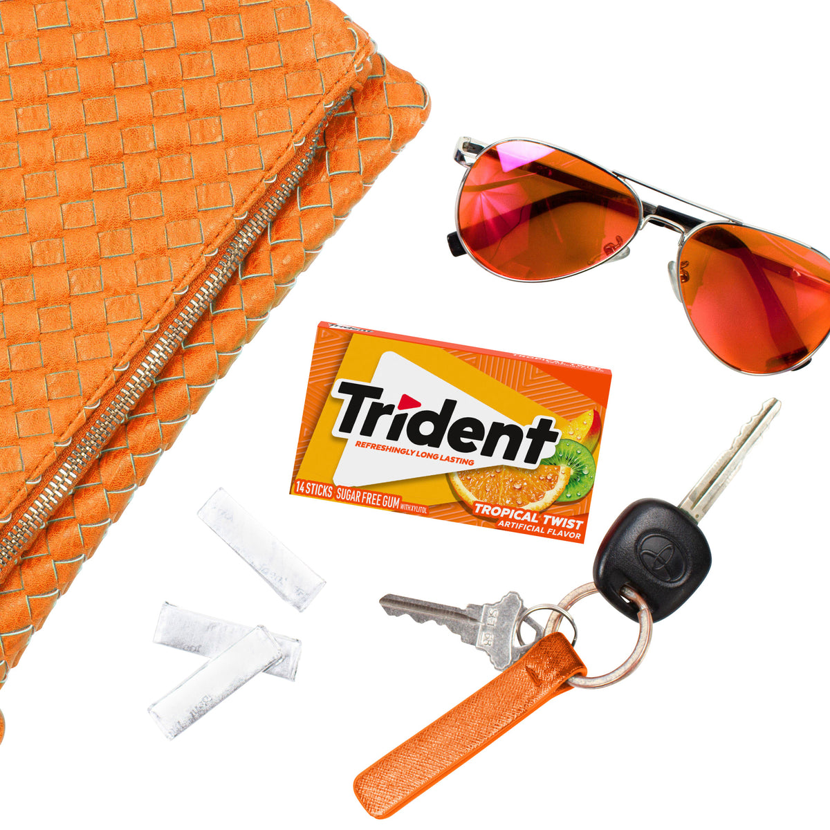 Trident Sugar Free Gum, Tropical Twist, 14-count, 15-pack