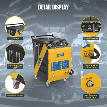 AUTOOL Automotive Dry Ice Cleaning Machine Car Engine Throttle Carbon Deposit Cleaner Exhaust Pipe Pressure Washer 110V/220V Dry Ice Blasting Clean Machine for All Cars, HTS705