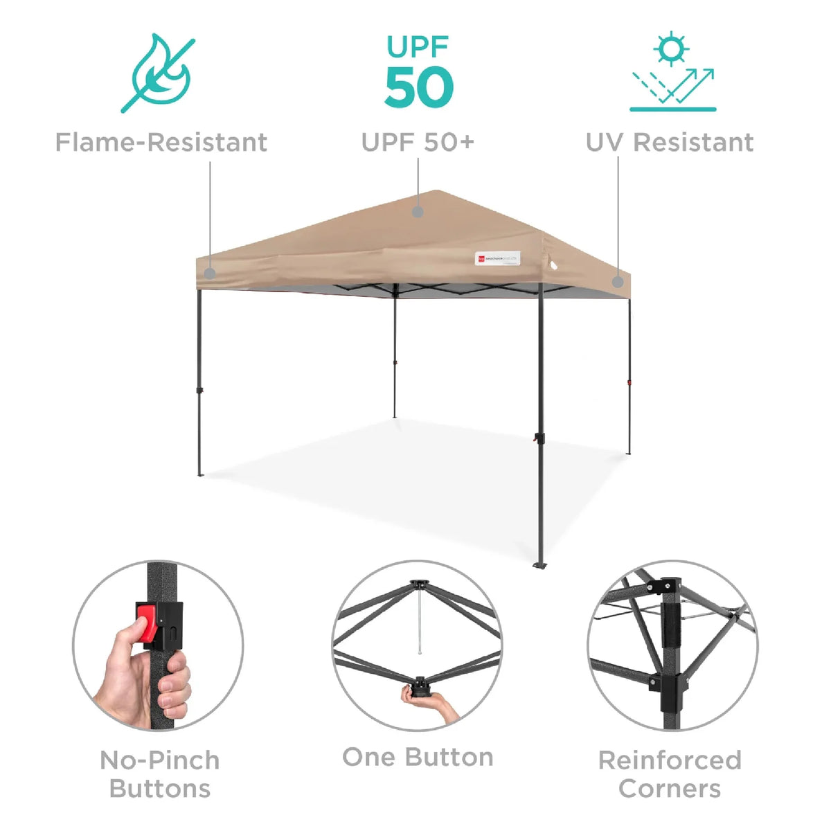 Best Choice Products 12x12ft Easy Setup Pop Up Canopy w/ 1-Button Setup, Wheeled Case, 4 Weight Bags - Navy Blue