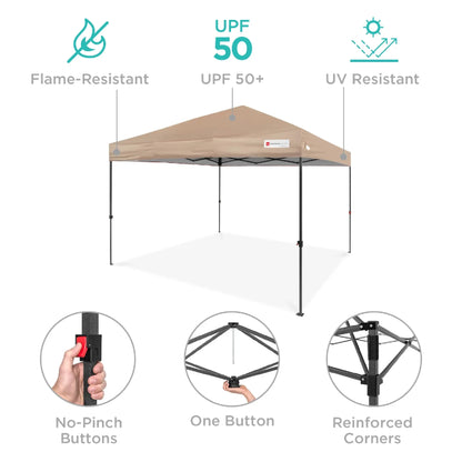 Best Choice Products 12x12ft Easy Setup Pop Up Canopy w/ 1-Button Setup, Wheeled Case, 4 Weight Bags - Navy Blue
