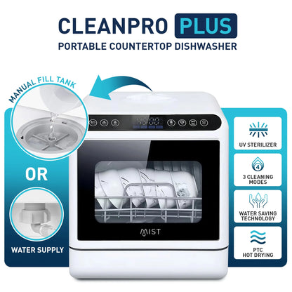 Portable Countertop Dishwasher with 4 Washing Programs and 360�� Dual Spray