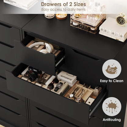 Homfa 7 Drawer White Dresser, 51.3"H Wood Storage Cabinet with Upgraded Stable Base, Vertical Chest for Bedroom Living Room