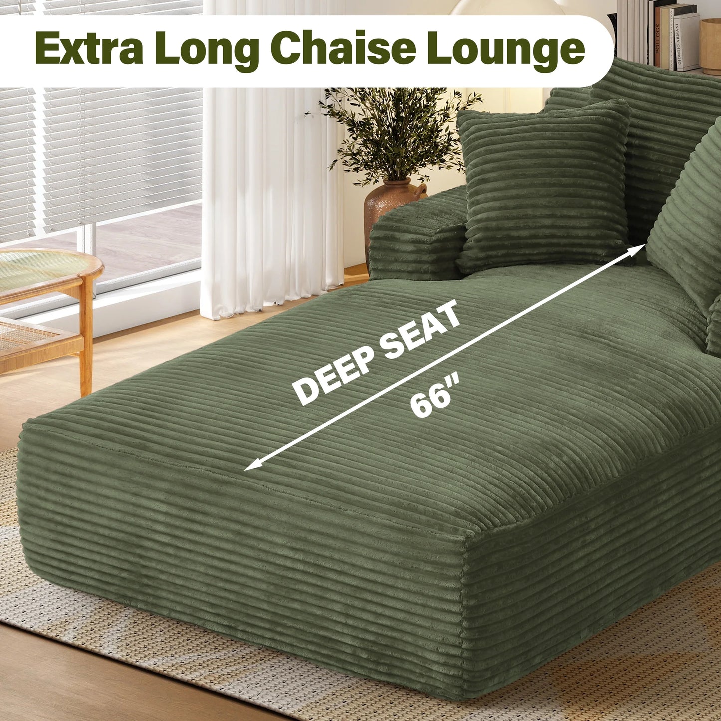 Aukfa 78.7" Extra Long Chaise Lounge Sofa, Oversized Upholstered Couch with 3 Pillows for Indoor Living Room/Bedroom,Orange