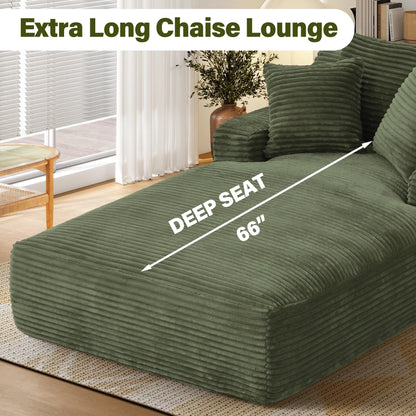 Aukfa 78.7" Extra Long Chaise Lounge Sofa, Oversized Upholstered Couch with 3 Pillows for Indoor Living Room/Bedroom,Orange