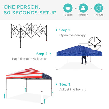 Best Choice Products 12x12ft Easy Setup Pop Up Canopy w/ 1-Button Setup, Wheeled Case, 4 Weight Bags - Navy Blue