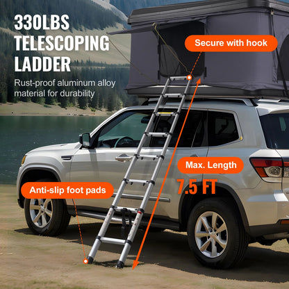 KFFKFF Hard Shell Rooftop Tent, Naturnest Model for 2-3 People, Includes Thick Mattress and Telescopic Ladder, Waterproof and Windproof, Suitable for Jeep, SUV, Van, and Pickup Trucks