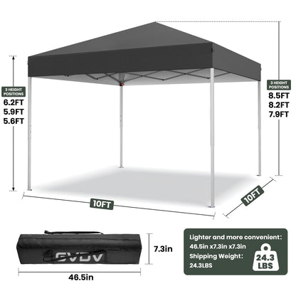GVDV Canopy Tent, 10x10 ft Easy Pop up Outdoor Canopy Tent, Portable Straight Leg Gazebo Instant Canopy, Blue