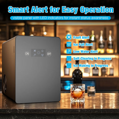 TABU 40Lbs/24H Countertop Ice Maker Machine,3 in 1 Ice Maker with Water Dispenser,Crushed Ice,Black
