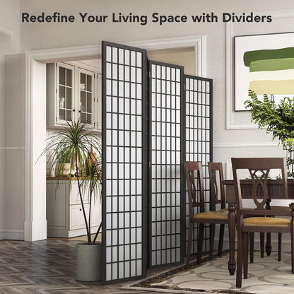 JOSTYLE Room Divider Wall Shoji Screen, 6 Panel Folding Privacy Screen for Room Separation, Japanese Wood Room Divider Screen, 5.9 Ft, Natural