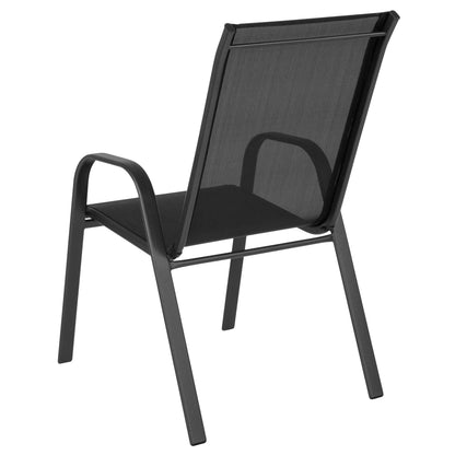 Emma + Oliver 4 Pack Gray Outdoor Stack Chair with Flex Comfort Material - Patio Stack Chair