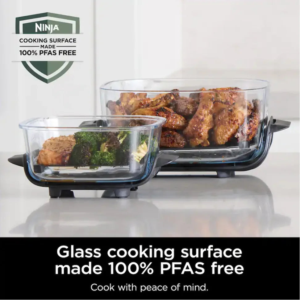 Ninja Crispi 5-in-1 Portable Glass Air Fryer Cooking System FN103BF, British Racing Green with Soft Gold Trim, 1500W, New