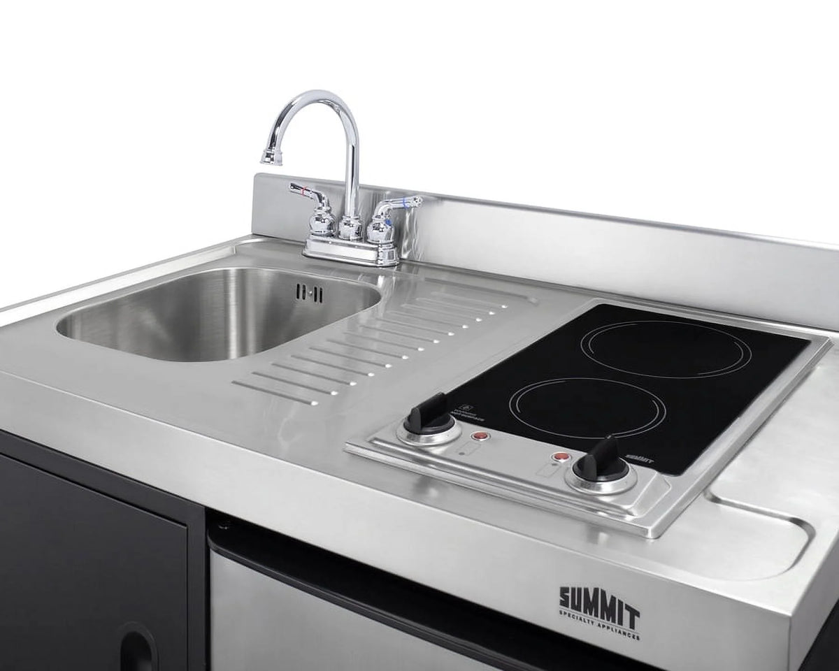 39" Wide All-In-One Kitchenette, stainless steel/black