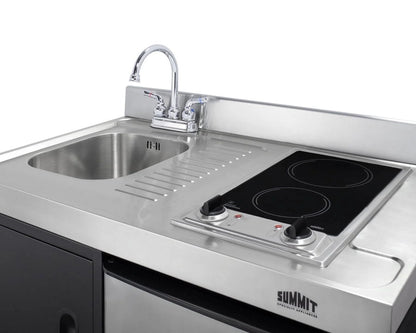 39" Wide All-In-One Kitchenette, stainless steel/black