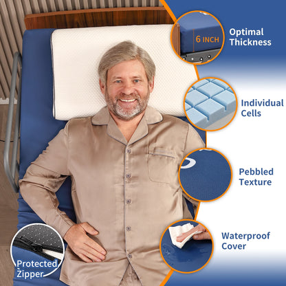 ESHINE Hospital Bed with 6" Waterproof Mattress - Wireless Remote, Headboard, 2.5" Wheels, Head & Foot Incline