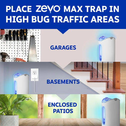 (4 pack) Zevo Max Flying Insect Trap - 1 Plug in Base & 2 Refill Cartridges