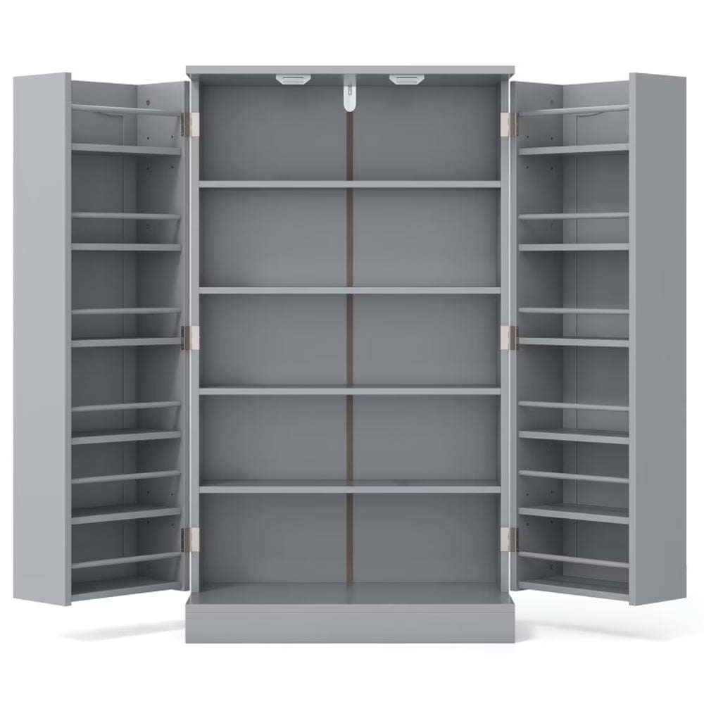 Spaco 17-Tier Kitchen Small Pantry Cabinet with 2 Doors and 6 Adjustable Shelves, Cabinet Pantry, Freestanding 5-Tier Shelving Pantries for Kitchen Storage, Gray