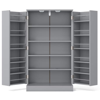 Spaco 17-Tier Kitchen Small Pantry Cabinet with 2 Doors and 6 Adjustable Shelves, Cabinet Pantry, Freestanding 5-Tier Shelving Pantries for Kitchen Storage, Gray