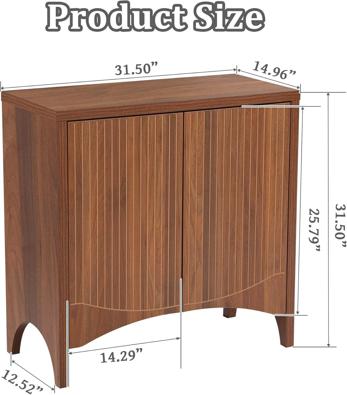 LEFHDA 2PCS Buffet Cabinet, Sideboard Cabinet with Storage, Accent Storage Cabinet with Carved Arc Door Design for Kitchen Dining Room, 2 Doors Buffet Cabinet with Adjustable Shelves