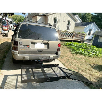 HECASA 500lbs Carrier Hitch Mounted Cargo Folding Scooter and Wheelchair Carrier Mobility Rack with Loading Ramp