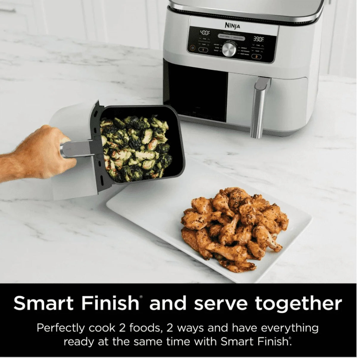Ninja Foodi 6-in-1, 8 Quart 2-Basket Air Fryer with DualZone Technology -White