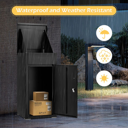 AECOJOY Package Delivery Boxes for Outside Parcel Drop Box Outdoor Storage Box Wall Mounted Express Mail Package Delivery Box 17" x 16" x 38.3" Black