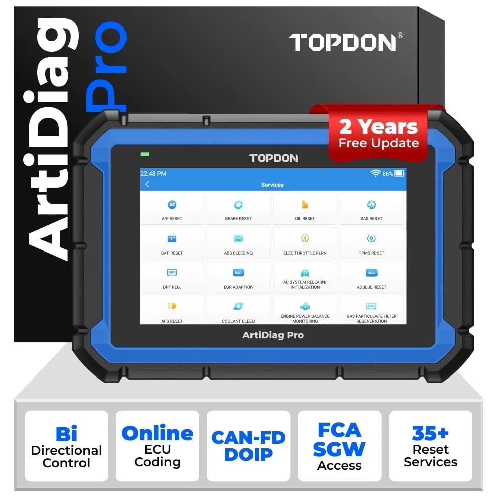 TOPDON ArtiDiag Pro Car Diagnostic Scan Tool, Online-Coding & OE-Level Full Systems Diagnosis, 31+Maintenance OBD2 Scanner 2-Year Free Update