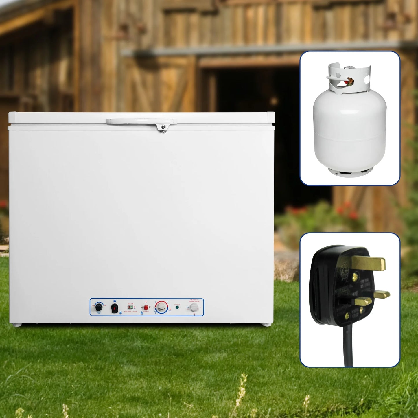 7 Cu ft Propane Chest Freezer, LPG/110V 2 Way Freezer Off Grid Lock and Top Door for Outdoor White