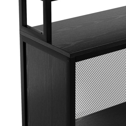 DEXTRUS 5 Tier Home Bar Unit, 43" Wine Cabinet with LED Lights, Mini Liquor Bar with Wine Rack and Footrest, Black