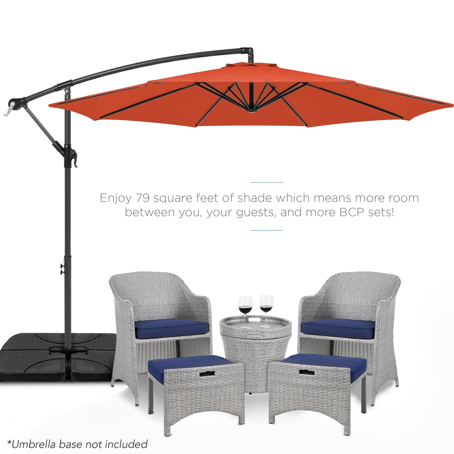Best Choice Products 10ft Offset Hanging Outdoor Market Patio Umbrella w/ Easy Tilt Adjustment - Tan