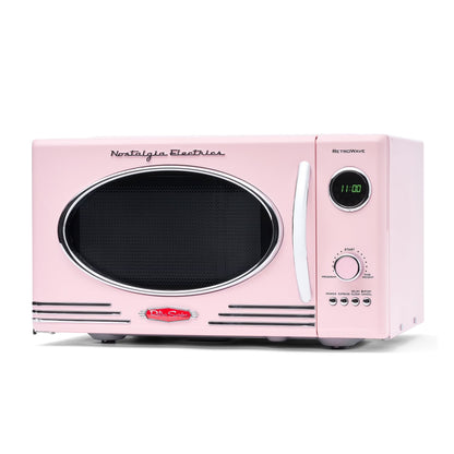 Nostalgia Retro Microwave for Countertop 0.9 cu ft Vintage Microwave, Ivory