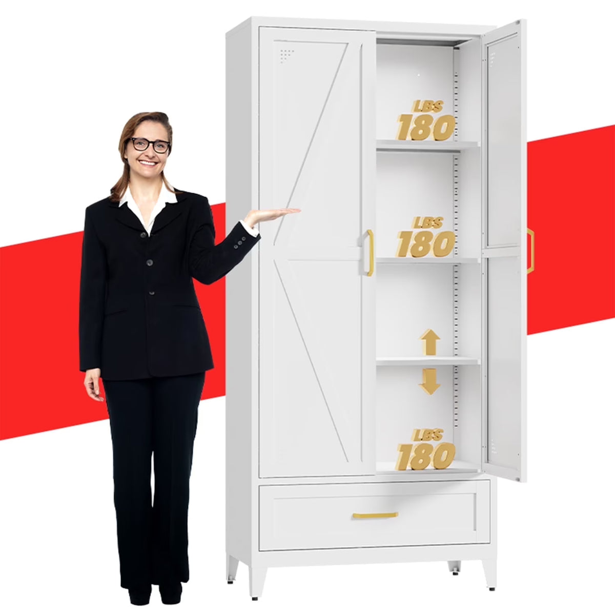 71" H Modern Freestanding Storage Cabinet With Gold Handles One Drawer And Adjustable Ceiling Height Multi-Functional Suitable For Kitchen Office Living Room And Bedroom Pantry Blue