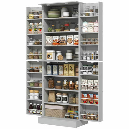 Spaco 17-Tier Kitchen Small Pantry Cabinet with 2 Doors and 6 Adjustable Shelves, Cabinet Pantry, Freestanding 5-Tier Shelving Pantries for Kitchen Storage, Gray