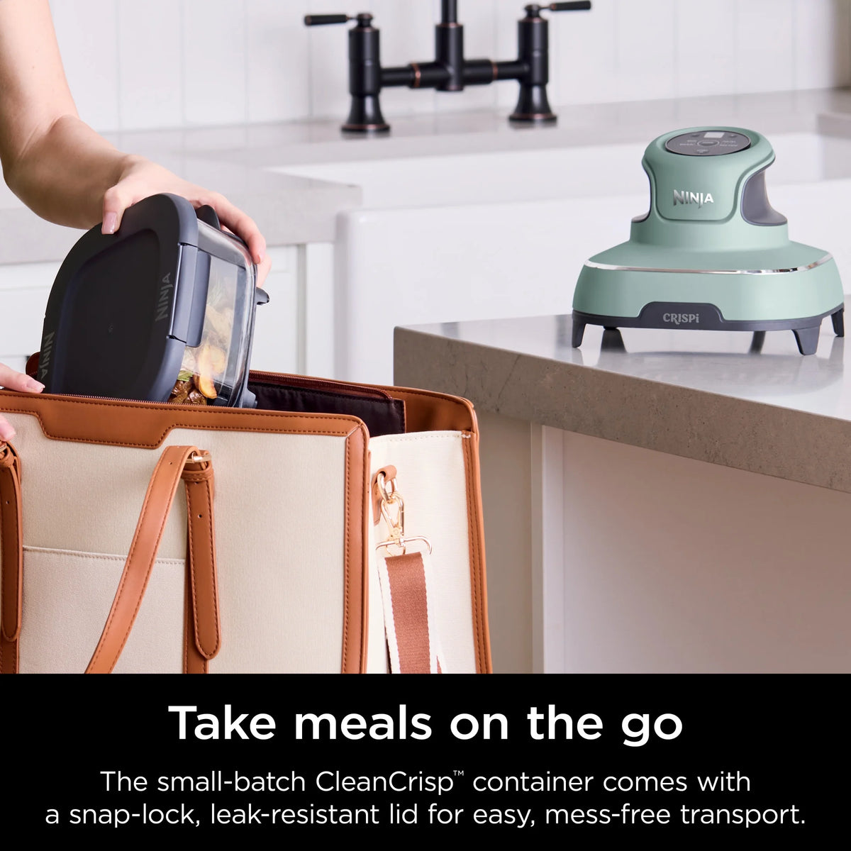 Ninja Crispi 4-in-1 Portable Glass Air Fryer Cooking System, 4-Qt & 6-Cup Containers, Cyberspace