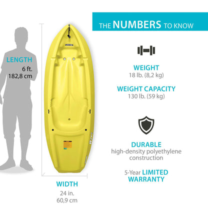 Lifetime Wave 6 ft Youth Kayak, Fire Red (91401)