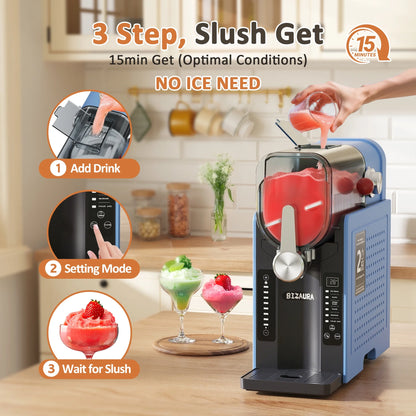 BIZAURA Slushie Machine, Slushy Machine for Home No Ice Need, Professional Frozen Drink Maker, 6 Presets for Milkshakes, Frapp��s, Slush, Ice Cream