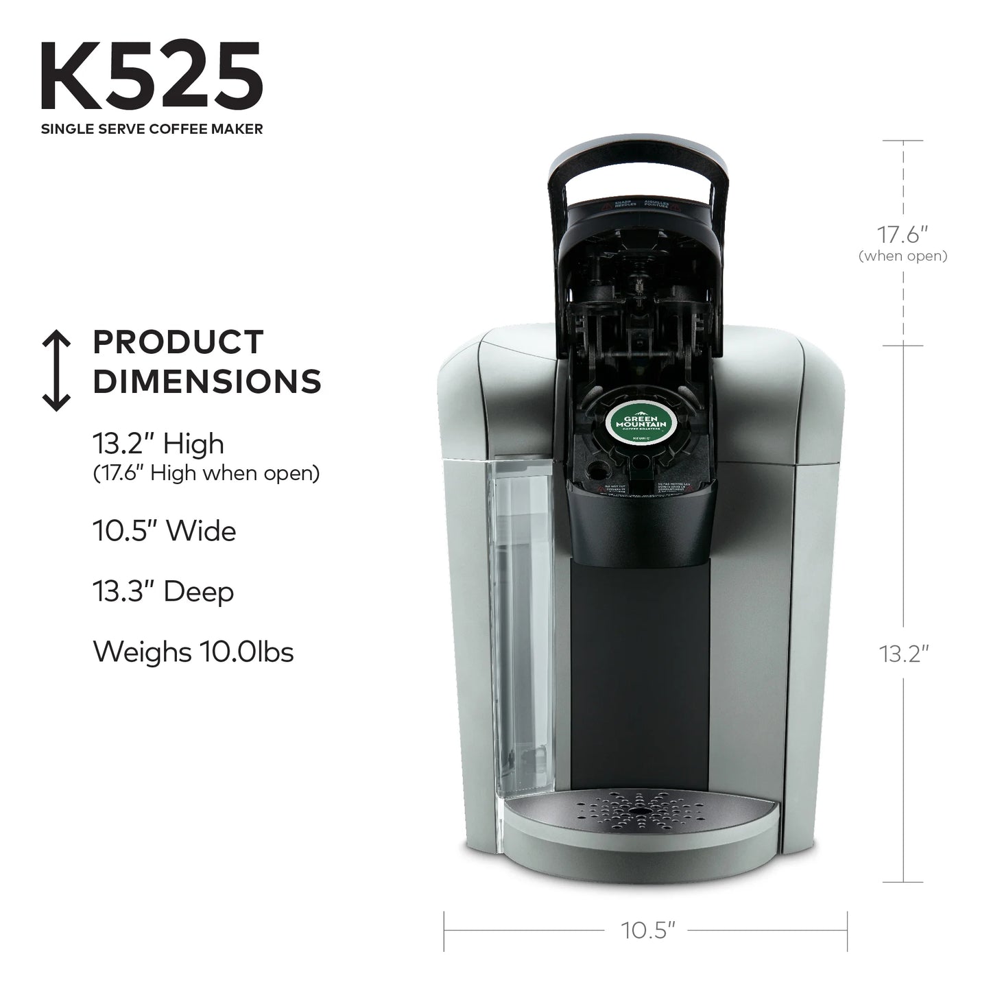 Keurig K525 Single Serve Coffee Brewer, Slate