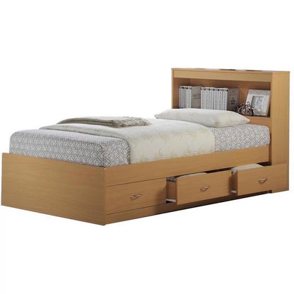 Hodedah Twin-Size Captain Bed with 3-Drawers and Headboard in White