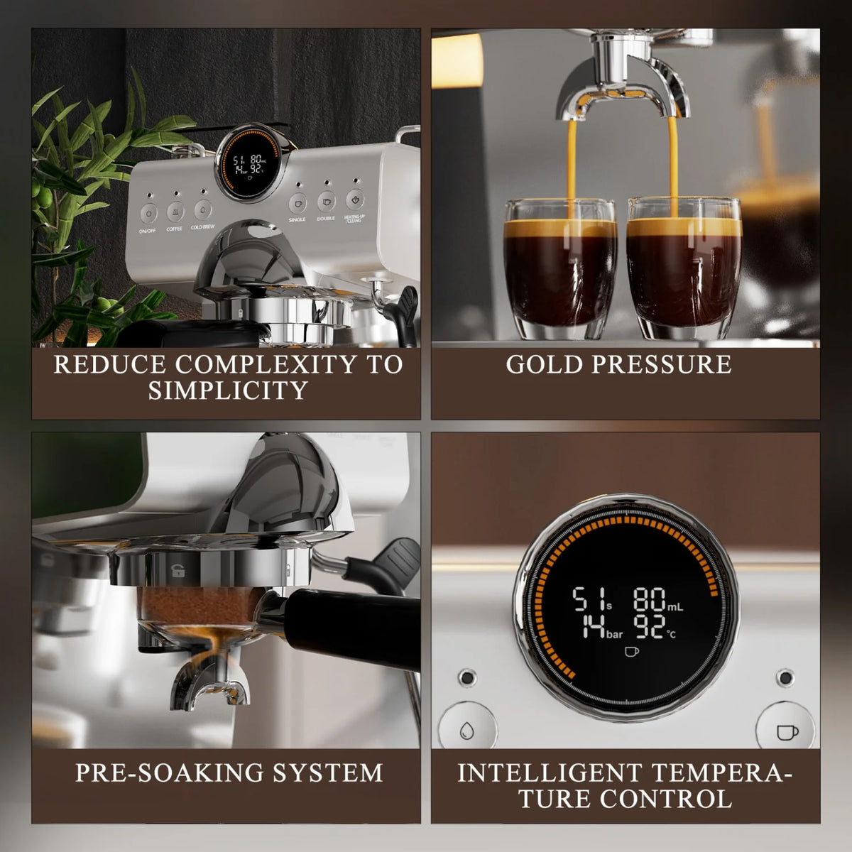Empstorm 20 Bar Espresso Machine, Hot and Iced Coffee Machine with Cold Brew, Espresso Maker with Milk Frother,with 51oz Water Tank,for Latte, Cappuccino, Cold Brew