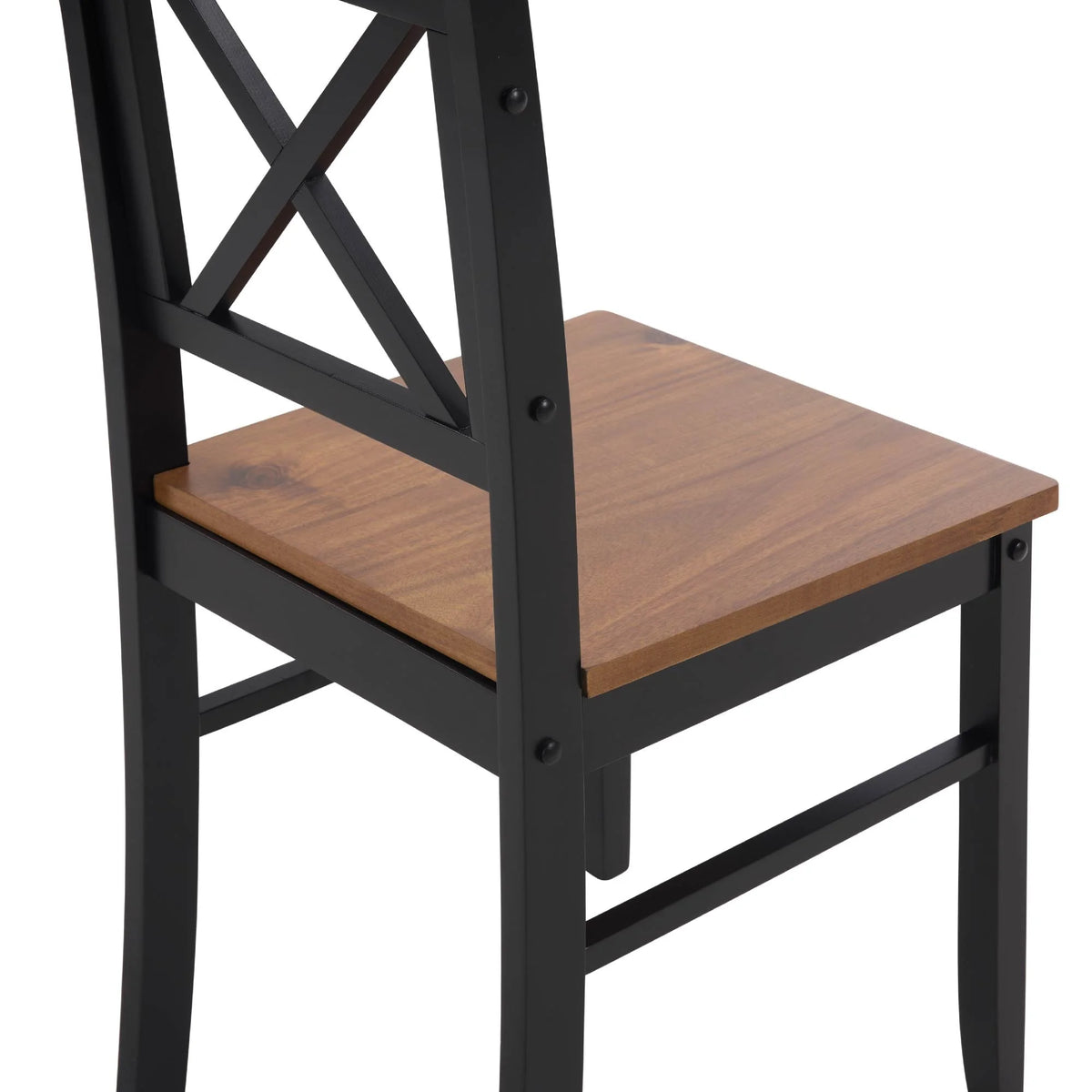 MAYEERTY Eco-Friendly Solid Wood Dining Set �?Sustainable Dining Table with Black Metal Accents for Home & Restaurant,Light Brown