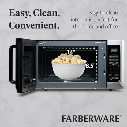 Farberware FMGZ09BKA 0.9 Cu. Ft. Microwave Oven, 900W, Digital Control, LED Display, 6 Cooking Presets, Black