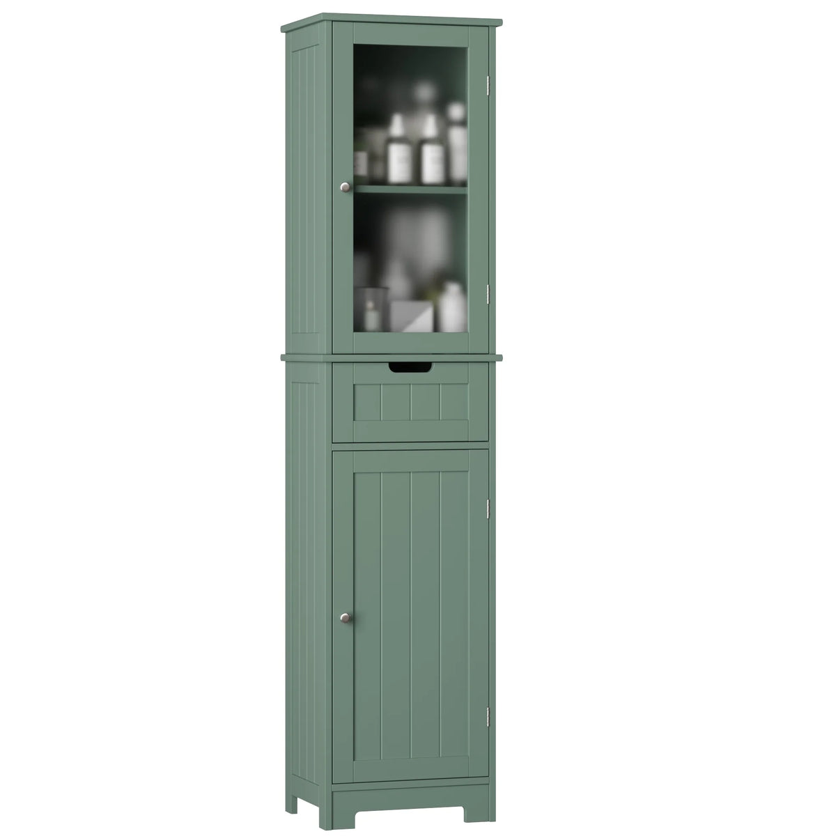 Homfa Bathroom Storage Tower, Narrow Linen Cabinet with Door and Drawers, Tall Bathroom Storage Cabinet for Small Spaces, White