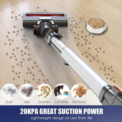 MOOSOO Stick Vacuum Cleaner, 4-in-1 Handheld Cordless Vacuum with Powerful Suction for Home Hard Floor Carpet Car Pet Hair, XL-618A