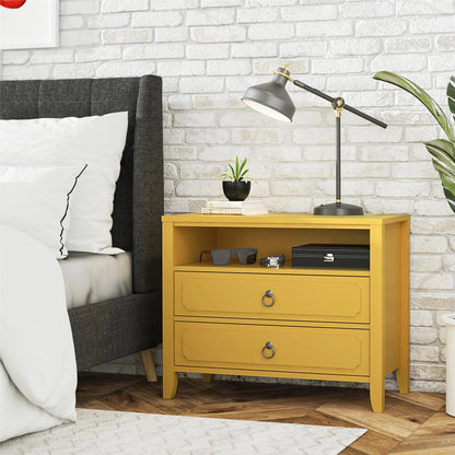Her Majesty 2 Drawer Nightstand, Mustard Yellow