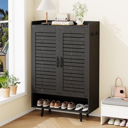 Shoe Cabinet with Doors,7-Tier Modern Shoe Storage Cabinet with Adjustable Shelves,50" Large Wooden Shoe Cabinet Storage for Entryway Front Door Hallway Living Room,White