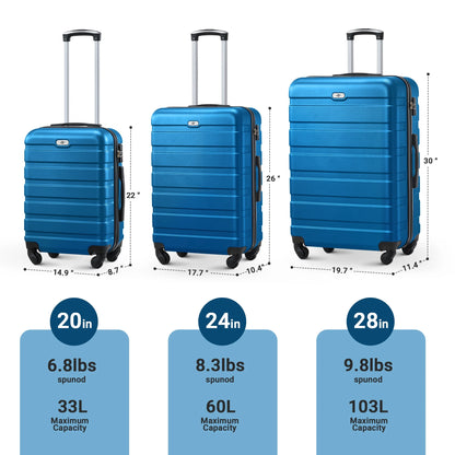 3 Piece Luggage Sets Hard Shell Suitcase Set with Spinner Wheels for Travel Trips Business 20" 24" 28", Rose Gold