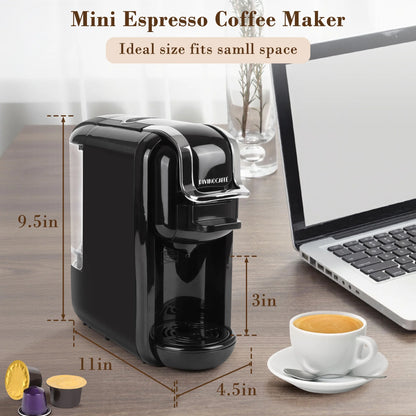 Espresso Maker for Nespresso Capsule, Lavazza Blue Capsule & Coffee Powder, 19 Bar Pump Pressure Makes Authentic Espresso Coffee, Mini Espresso Coffee Machines with Removable Water Tank.