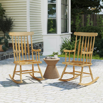 Costway Solid Wood Rocking Chair Porch Rocker Indoor Outdoor Seat Glossy Finish White